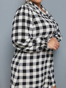 Vestido Camisa Feminino Xadrez com Manga Longa - Laila. Plus Size