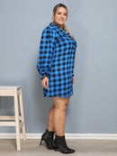 Vestido Camisa Feminino Xadrez com Manga Longa - Laila. Plus Size