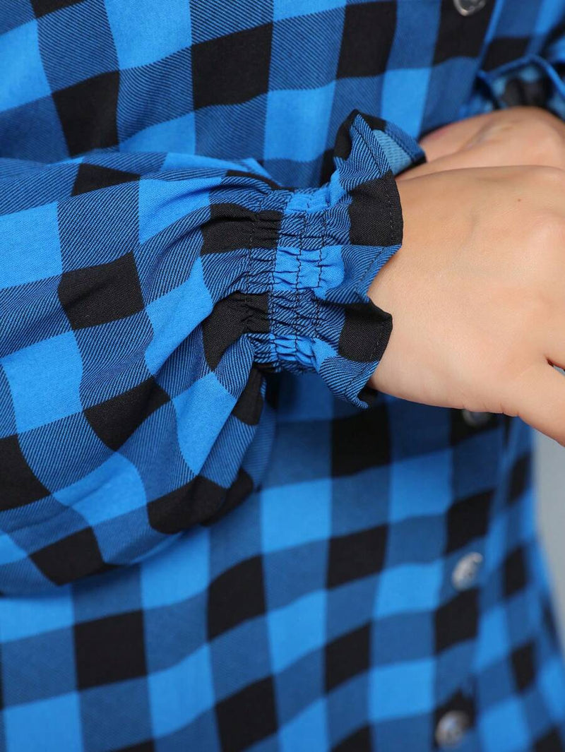 Vestido Camisa Feminino Xadrez com Manga Longa - Laila. Plus Size