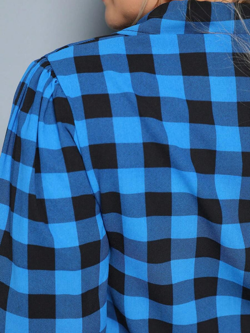 Vestido Camisa Feminino Xadrez com Manga Longa - Laila. Plus Size