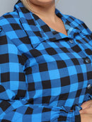 Vestido Camisa Feminino Xadrez com Manga Longa - Laila. Plus Size