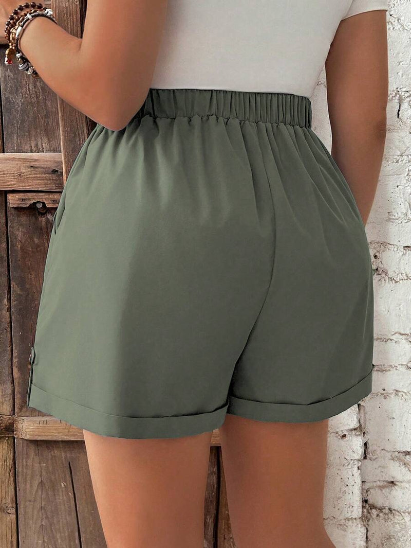 Short Feminino de Cintura com Cordão e Bolsos - Anastasia. Plus Size