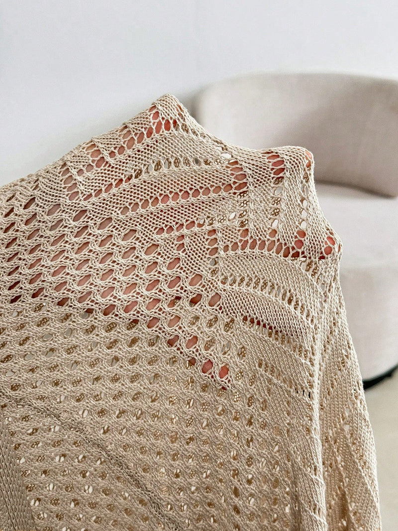 Cardigan Feminina de Praia com Efeito Vazado - Nicole. Plus Size