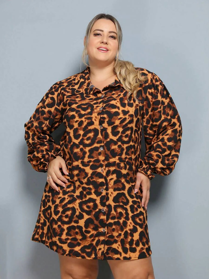 Vestido Camisa Feminino Xadrez com Manga Longa - Laila. Plus Size