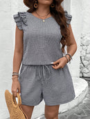 Conjunto Feminino com Blusa de Manga Curta Xadrez e Short - Mily. Plus Size