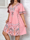 Vestido Feminino Boho Estampa Floral - Érica. Plus Size