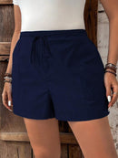 Short Feminino de Cintura com Cordão e Bolsos - Anastasia. Plus Size