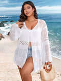 Cardigan Feminina de Praia Vazada com Amarração Frontal - Liana. Plus Size