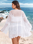 Cardigan Feminina de Praia Vazada com Amarração Frontal - Liana. Plus Size