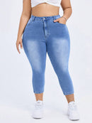 Calça Jeans Elástica Feminina com Bolsos - Hana. Plus Size