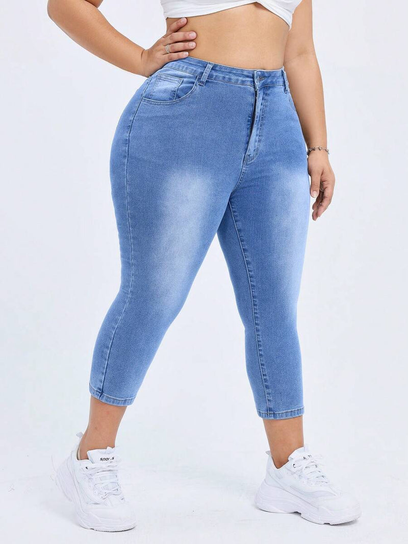 Calça Jeans Elástica Feminina com Bolsos - Hana. Plus Size