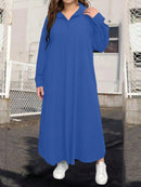 Vestido tipo túnica Feminina de Manga Longa e Colarinho -Malani. Plus Size