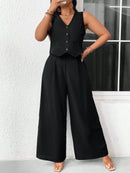 Conjunto Feminino de Regata e Calça Perna Larga Leda. Plus Size