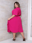 Vestido Feminino Manga Curta Duna Casual - Mirna. Plus Size