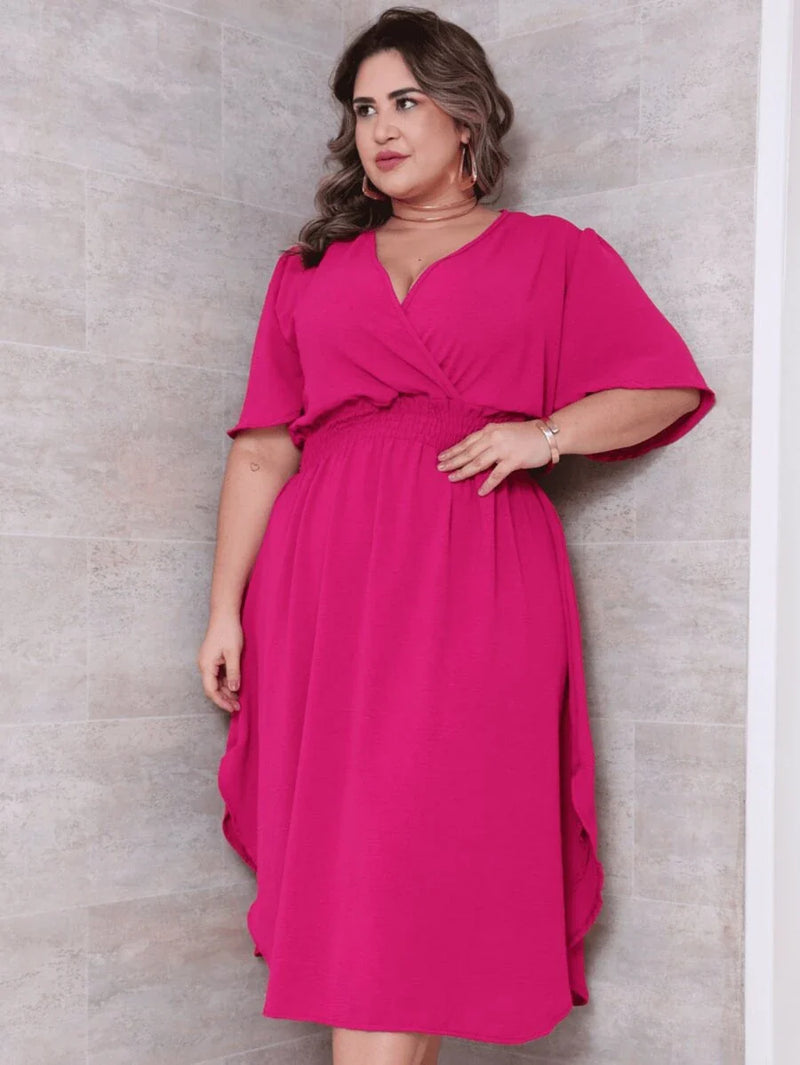 Vestido Feminino Manga Curta Duna Casual - Mirna. Plus Size