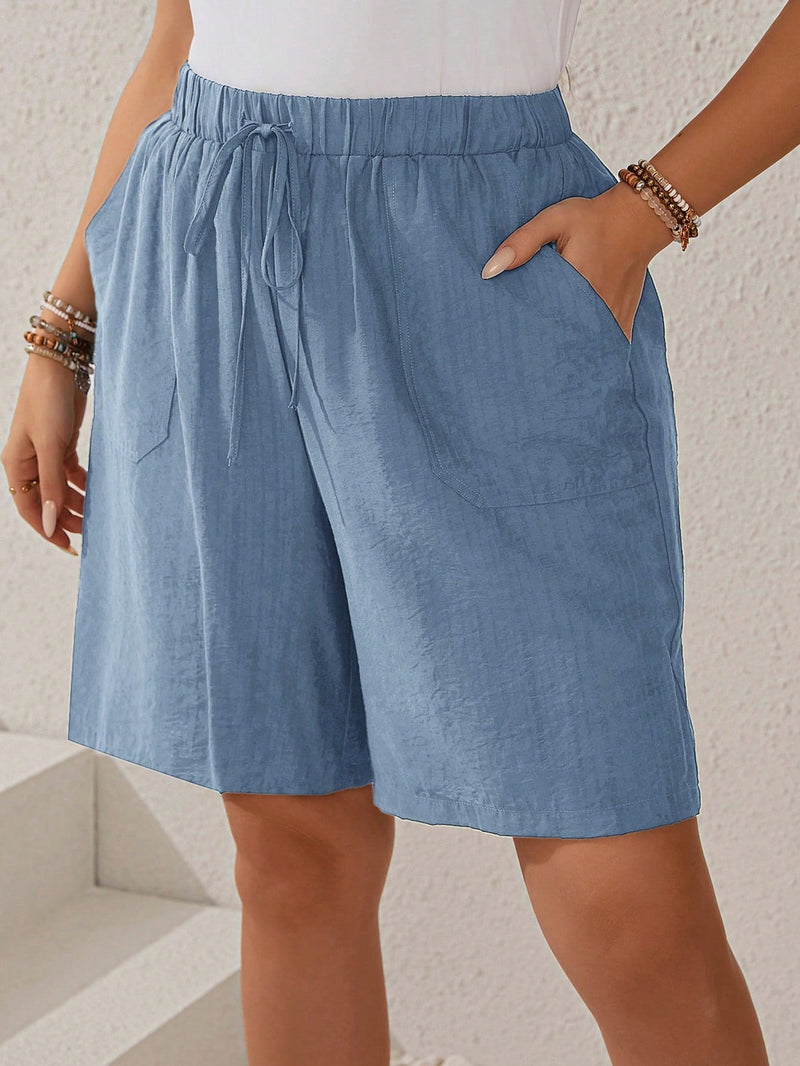 Bermuda Feminina Com Cordão Na Cintura e Bolsos Funcionais - Elise. Plus Size