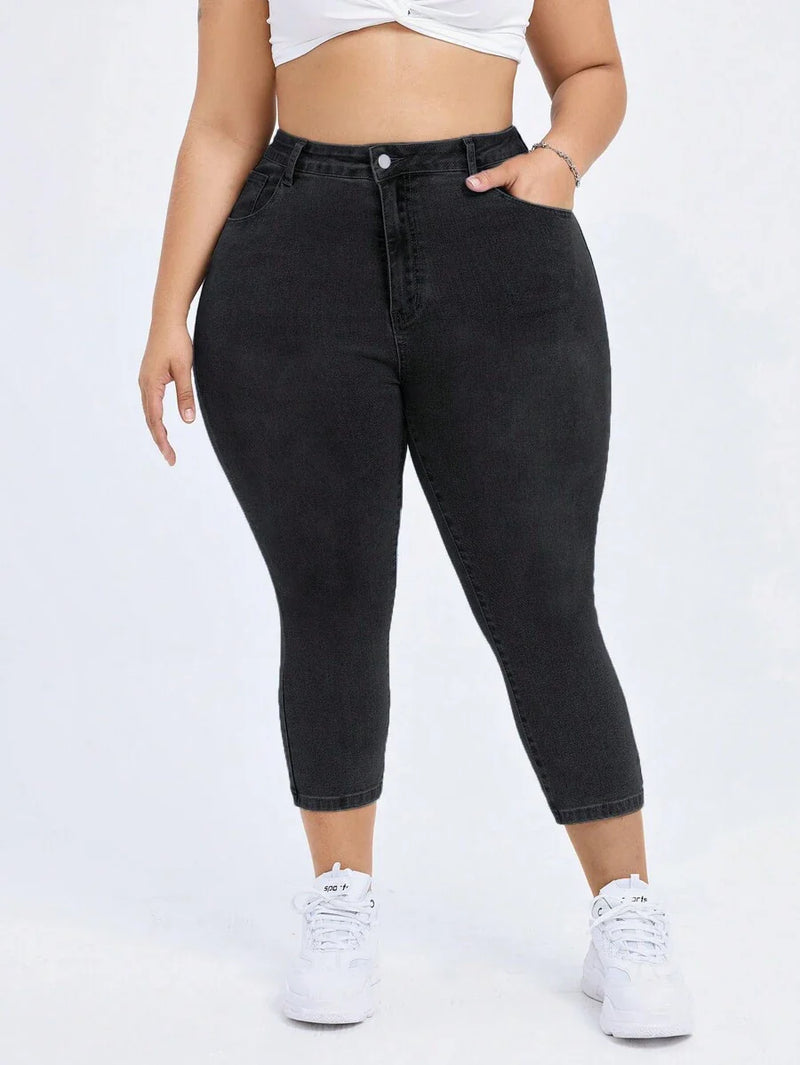 Calça Jeans Elástica Feminina com Bolsos - Hana. Plus Size