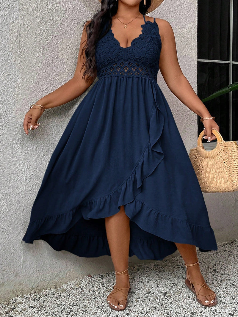 Vestido feminino com Babados com Renda Valentina. Plus Size