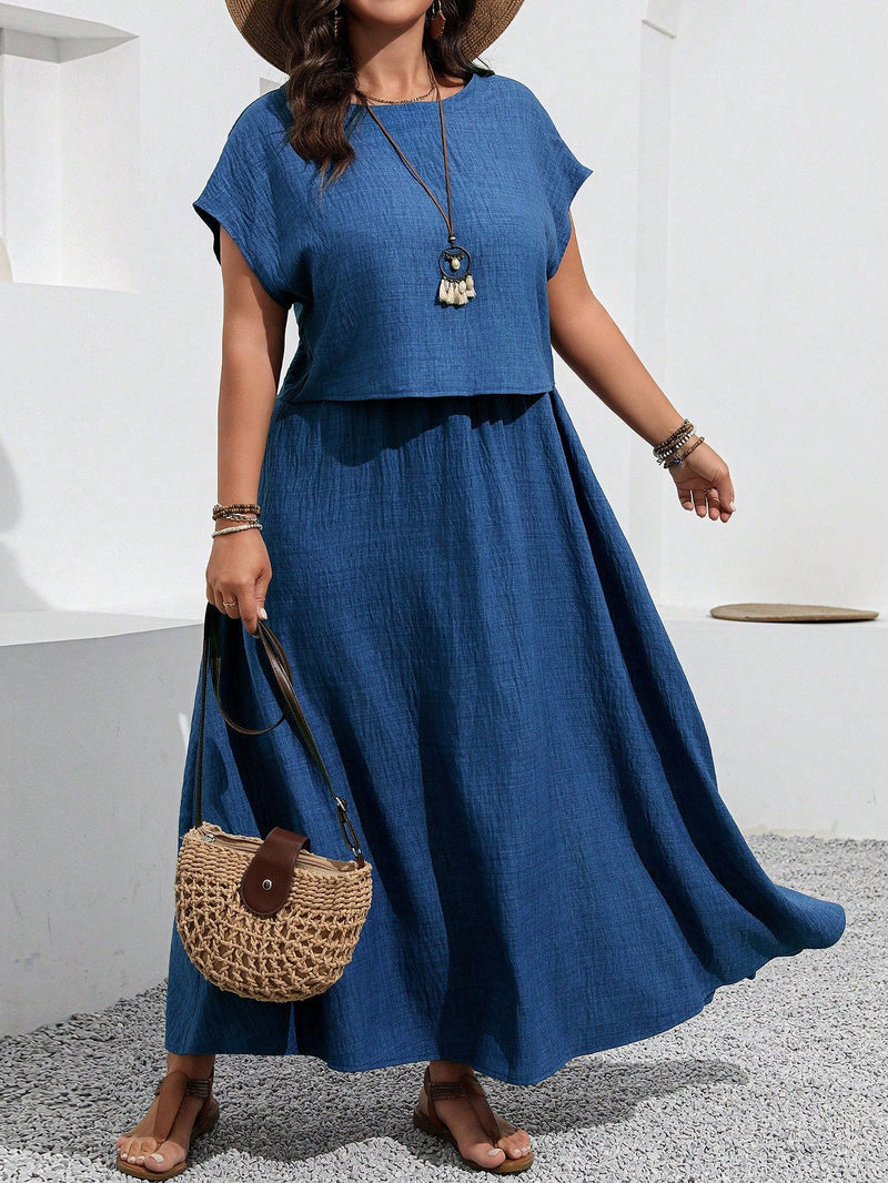 Conjunto feminino, Blusa e saia com decoração de bolso Rosana. Plus Size