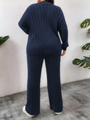 Conjunto Feminino Suéter de Malha Grossa e Calça Reta - Manuela. Plus Size