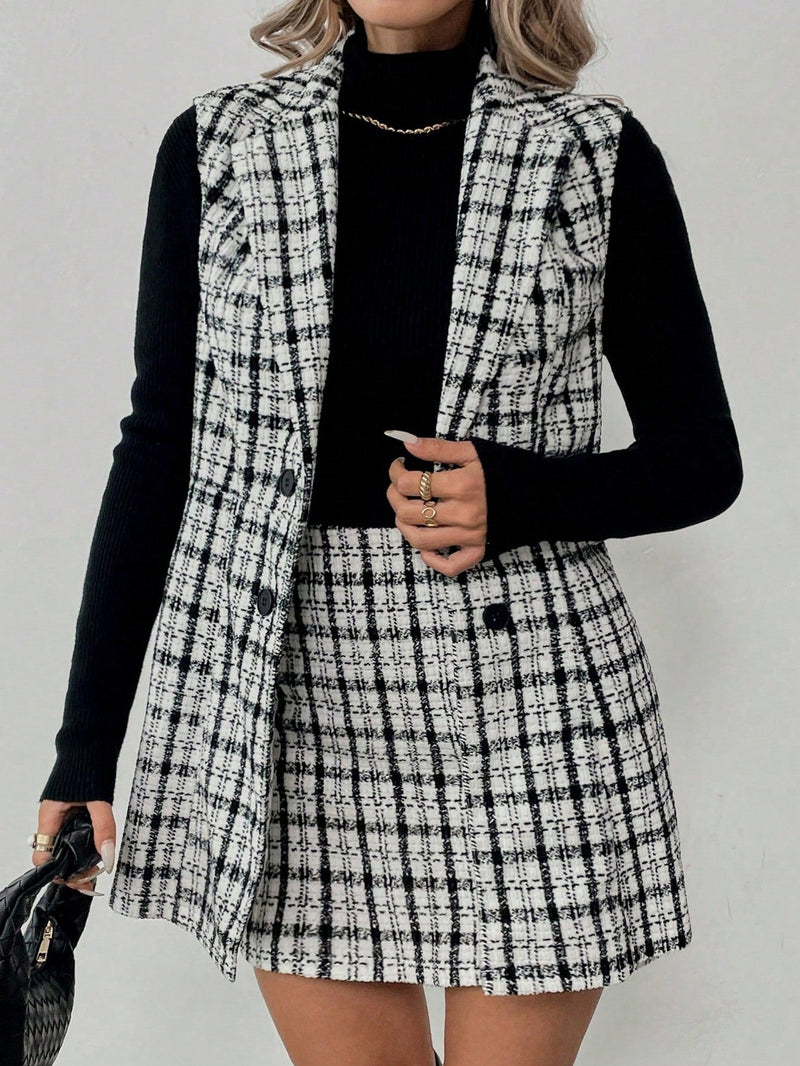 Conjunto Feminino Colete   Saia Evasê - Marina. Plus Size