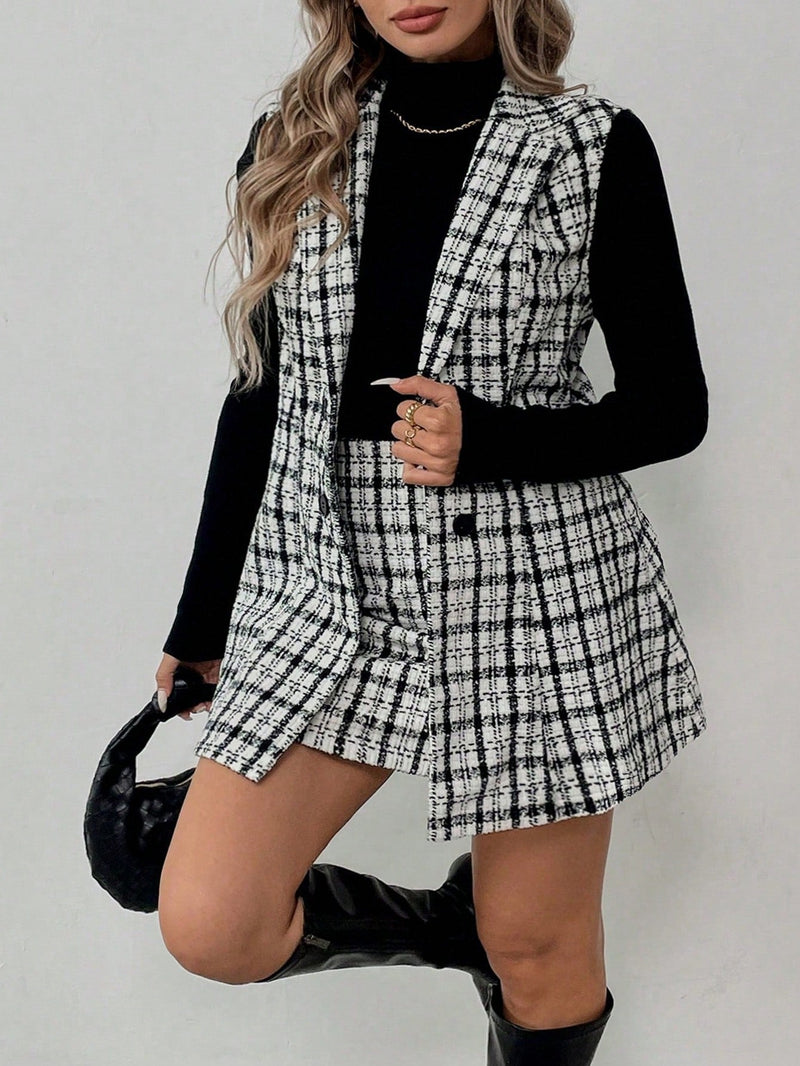 Conjunto Feminino Colete   Saia Evasê - Marina. Plus Size