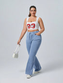 Calça Feminina Jeans Casual com Cordão na Cintura - Liz. Plus Size