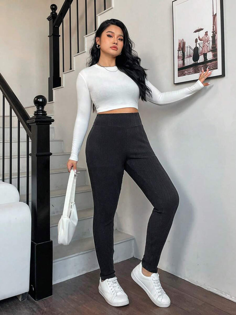 Legging Feminina Canelada de Cintura Alta - Eny. Plus Size