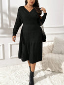 Vestido de Suéter Feminino de Manga Morcego - Alana. Plus Size