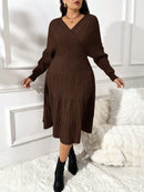 Vestido de Suéter Feminino de Manga Morcego - Alana. Plus Size