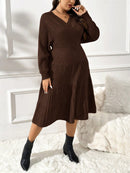 Vestido de Suéter Feminino de Manga Morcego - Alana. Plus Size