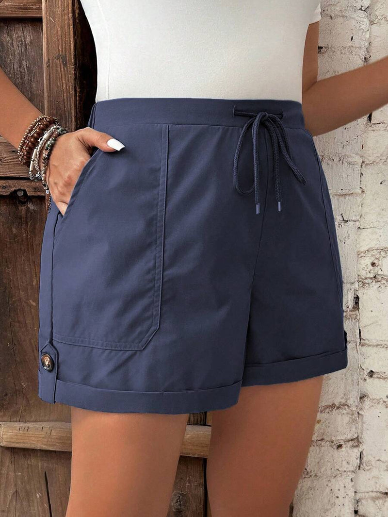 Short Feminino de Cintura com Cordão e Bolsos - Anastasia. Plus Size