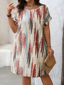 Vestido Feminino decote redondo e manga curta - Mika. Plus Size