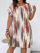 Vestido Feminino decote redondo e manga curta - Mika. Plus Size