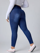 Calça jeans Feminina de Malha Cintura em V - Belle. Plus Size
