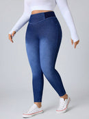 Calça jeans Feminina de Malha Cintura em V - Belle. Plus Size