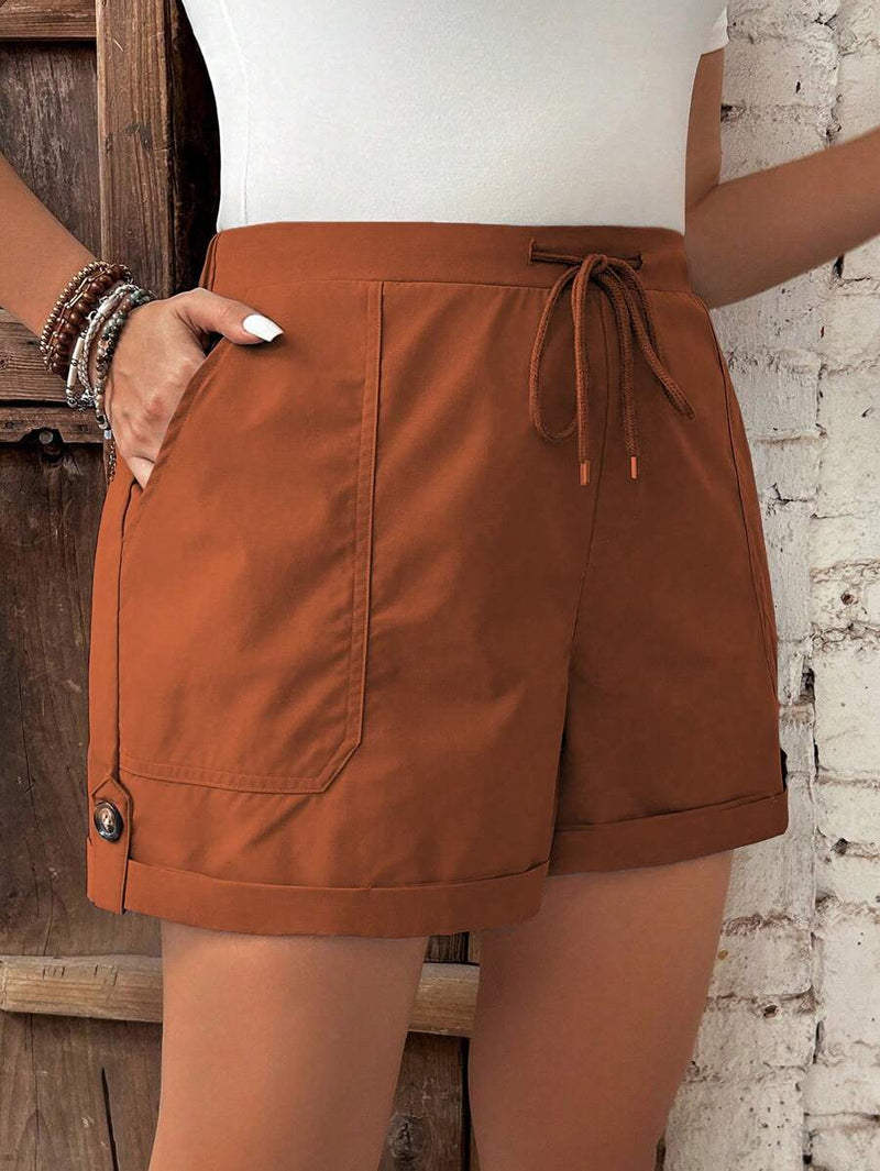 Short Feminino de Cintura com Cordão e Bolsos - Anastasia. Plus Size