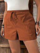 Short Feminino de Cintura com Cordão e Bolsos - Anastasia. Plus Size