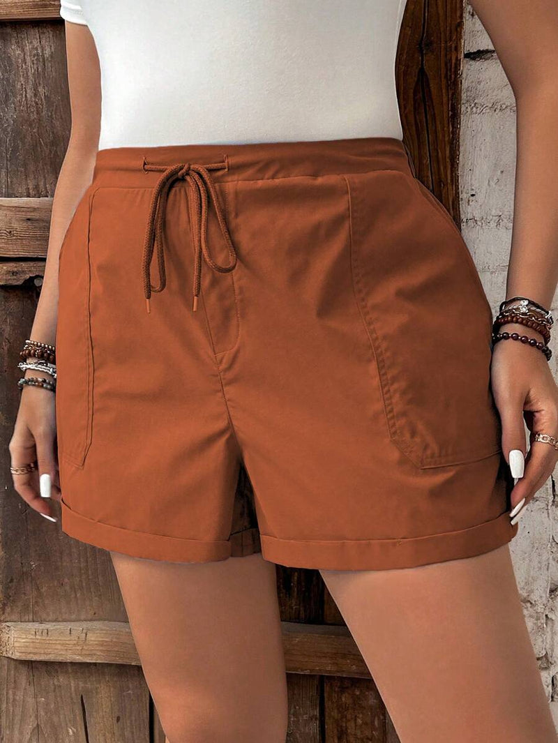 Short Feminino de Cintura com Cordão e Bolsos - Anastasia. Plus Size