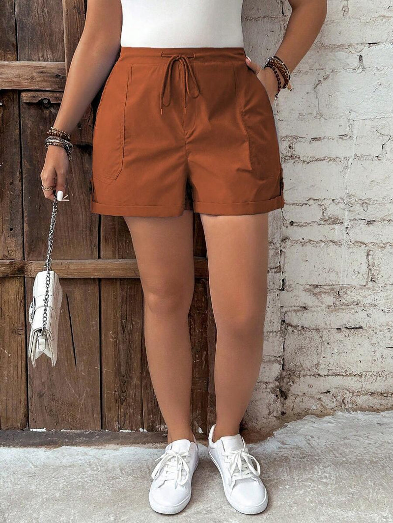 Short Feminino de Cintura com Cordão e Bolsos - Anastasia. Plus Size