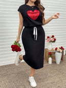 Conjunto feminino de saia com estampa animal print Halima. Plus Size