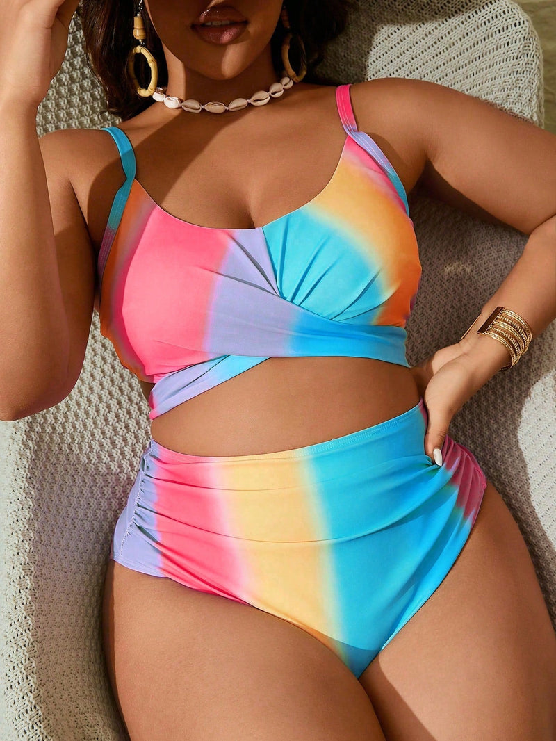 Biquini feminino colorido cintura alta Barbara. Plus Size