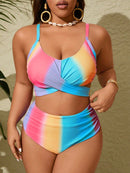 Biquini feminino colorido cintura alta Barbara. Plus Size