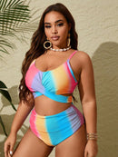 Biquini feminino colorido cintura alta Barbara. Plus Size