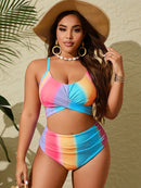 Biquini feminino colorido cintura alta Barbara. Plus Size