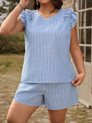 Conjunto Feminino com Blusa de Manga Curta Xadrez e Short - Mily. Plus Size