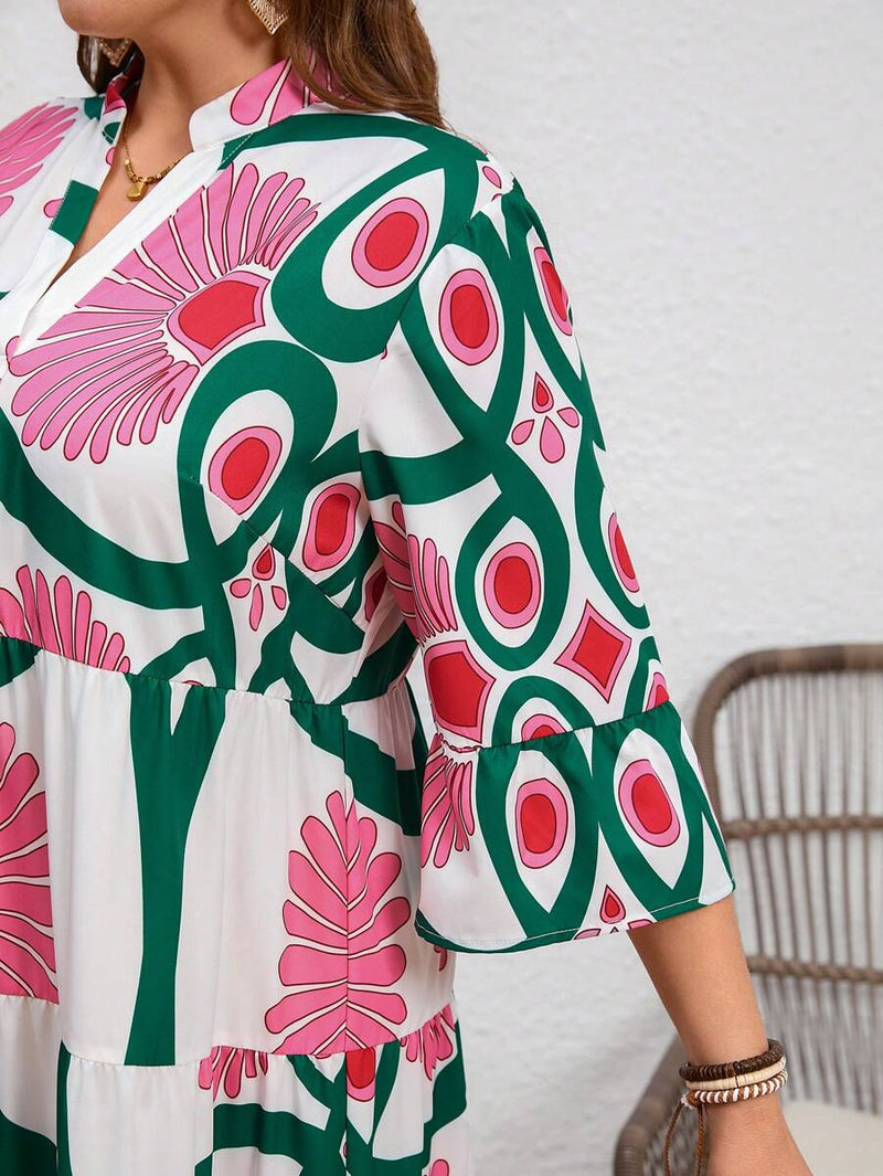 Vestido Feminino Longo de Manga Média - Mayra. Plus Size