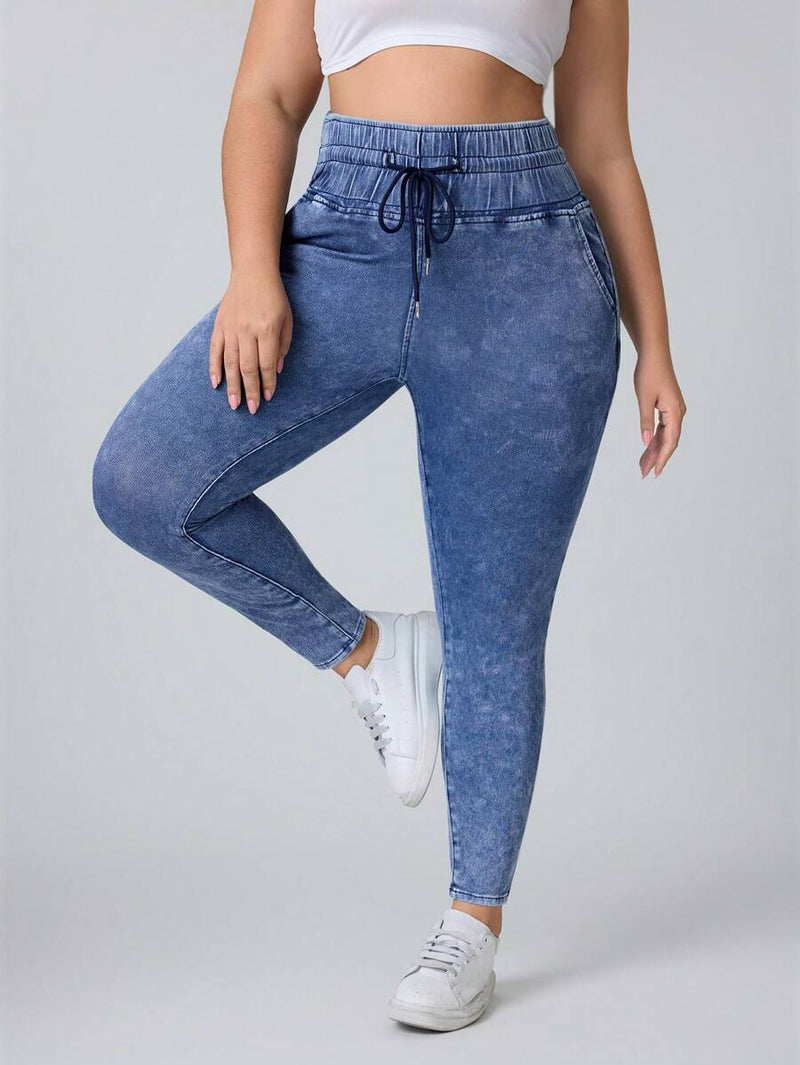 Calça Jeans Feminina simples com amarração na frente - Leidy. Plus Size