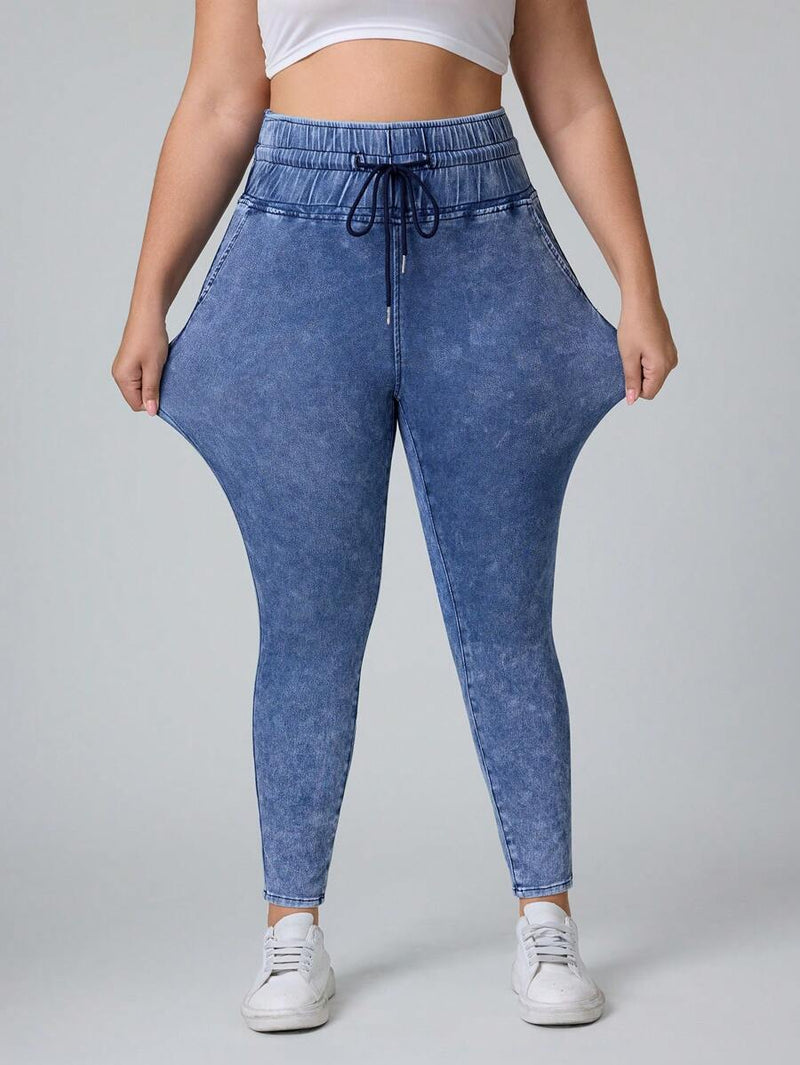 Calça Jeans Feminina simples com amarração na frente - Leidy. Plus Size