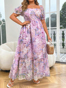 Vestido Feminino Longo Manga Bufante - Giovanna. Plus Size